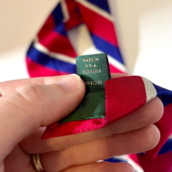 Lauren by Ralph Lauren Red, White & Blue Americana 100% Silk Necktie - Picture 3 of 5